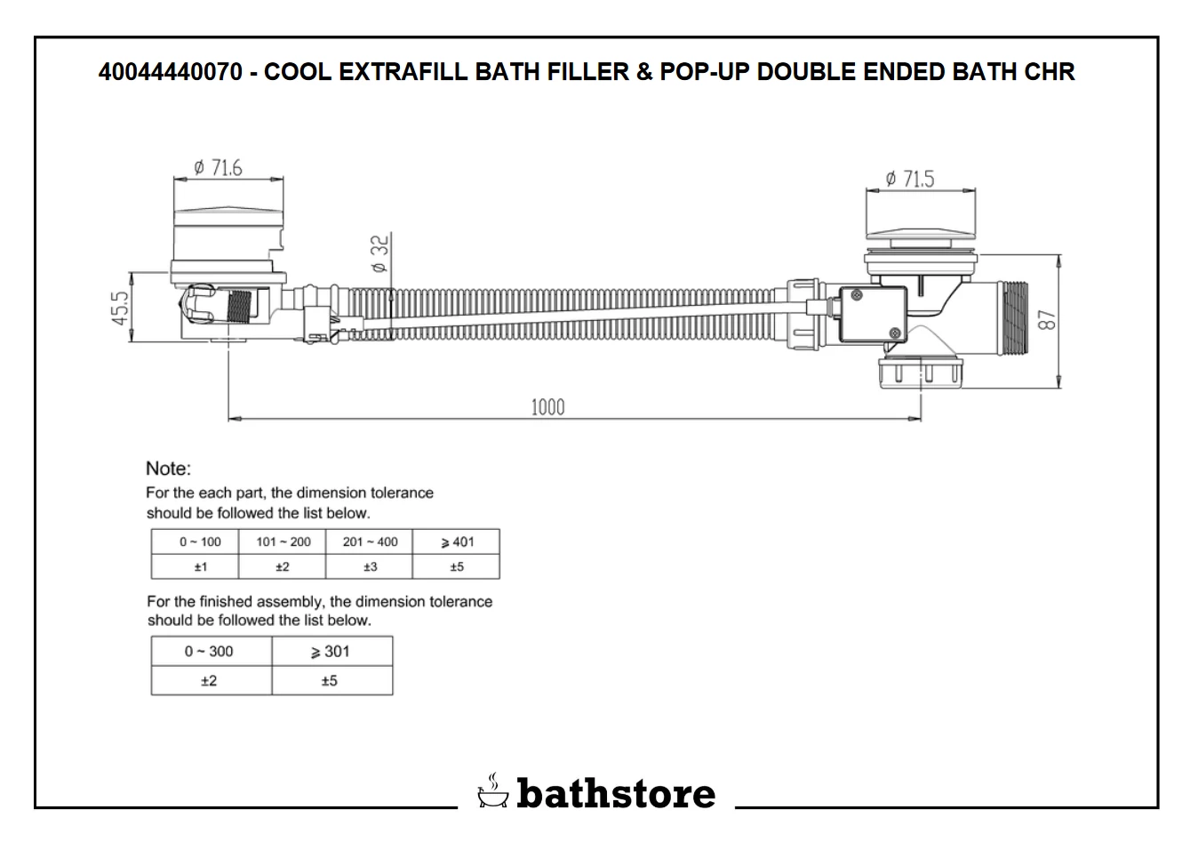 Cool Extrafil Integrated Bath Filler & Pop-Up Bath Waste For Double Ended Baths 7 Cool Extrafil Integrated Bath Filler & Pop-Up Bath Waste For Double Ended Baths - Image 5
