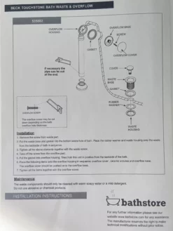 Ex-Bathstore Beck Touchstone Exposed Unslotted Bath Waste With Overflow Chrome -Comparethebathroom Shop Beck Touchstone Unslotted Bath Waste Overflow 535882 In Instructions scaled webp