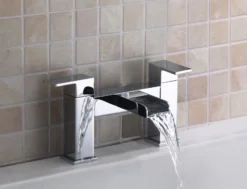Belle Square Waterfall Style Bath Filler Tap Chrome Mixer Tap Lever Solid Brass