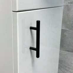 Vanity Unit Bathroom Sink Basin Storage With Black Handles White – Various Sizes 13 Vanity Unit Bathroom Sink Basin Storage With Black Handles White – Various Sizes -Comparethebathroom Shop Black Handle close up jpg webp