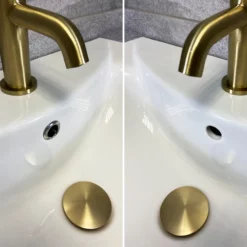 1250 1350 1450 Bathroom Vanity Suite With Sink + Toilet + Brushed Brass Handles 14 1250 1350 1450 Bathroom Vanity Suite With Sink + Toilet + Brushed Brass Handles -Comparethebathroom Shop Brushed Brass Overflow Ring jpg webp