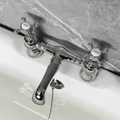 Cammie Traditional Style Cross Head Bath Filler Tap Chrome & White