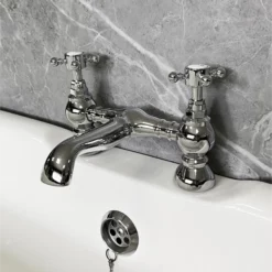 Cammie Traditional Style Cross Head Bath Filler Tap Chrome & White 7 Cammie Traditional Style Cross Head Bath Filler Tap Chrome & White -Comparethebathroom Shop Cammi Bath Filler Tap UKBF 07035 Low