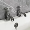 Cammie Traditional Cross Head Bath Pillar Taps Chrome & White -Comparethebathroom Shop Cammi Bath Pillar Taps UKBF 07036 Low