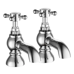 Cammie Traditional Cross Head Bath Pillar Taps Chrome & White -Comparethebathroom Shop Cammie UKBF 07036 Bath Taps Chrome V2