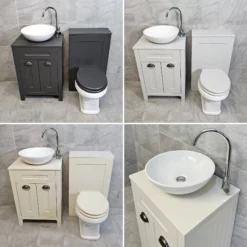 Chichester Bathroom Vanity Set Inc WC + Sink Unit + Worktop Dark Or Light Grey