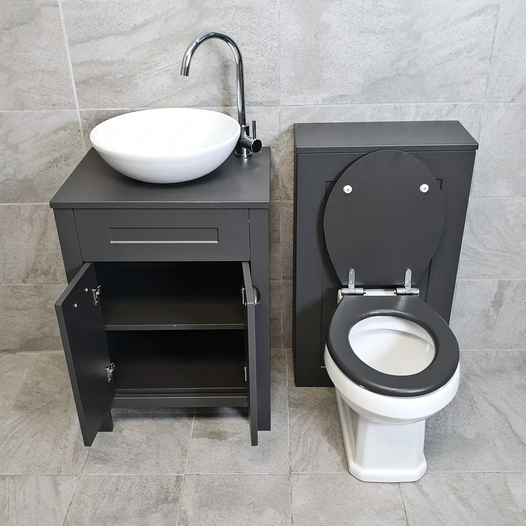 Chichester Bathroom Vanity Set Inc WC + Sink Unit + Worktop Dark Or Light Grey 12 Chichester Bathroom Vanity Set Inc WC + Sink Unit + Worktop Dark Or Light Grey - Image 10