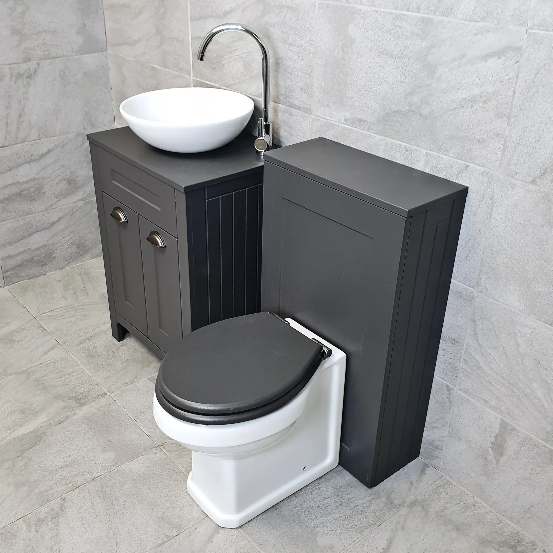 Chichester Bathroom Vanity Set Inc WC + Sink Unit + Worktop Dark Or Light Grey 13 Chichester Bathroom Vanity Set Inc WC + Sink Unit + Worktop Dark Or Light Grey - Image 11