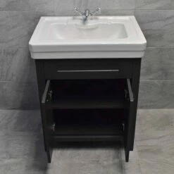 Chichester 600 Or 700mm Bathroom Vanity Unit Dark Grey 1 Tap Hole Ceramic Basin 12 Chichester 600 Or 700mm Bathroom Vanity Unit Dark Grey 1 Tap Hole Ceramic Basin -Comparethebathroom Shop Chichester Dark Grey 700 1TH Doors