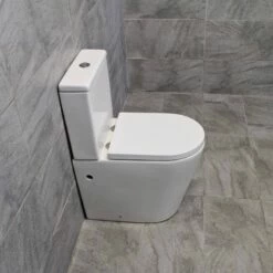 Christie Short Projection Rimless Comfort Height Toilet WC 10 Christie Short Projection Rimless Comfort Height Toilet WC -Comparethebathroom Shop Christie Compact Toilet Side