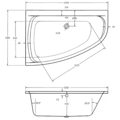 Cora Acrylic Offset Corner Bath With Choice Of Whirlpool System 1500 X 1000mm -Comparethebathroom Shop Cleo Offset Corner Bath 1500 Line jpg webp