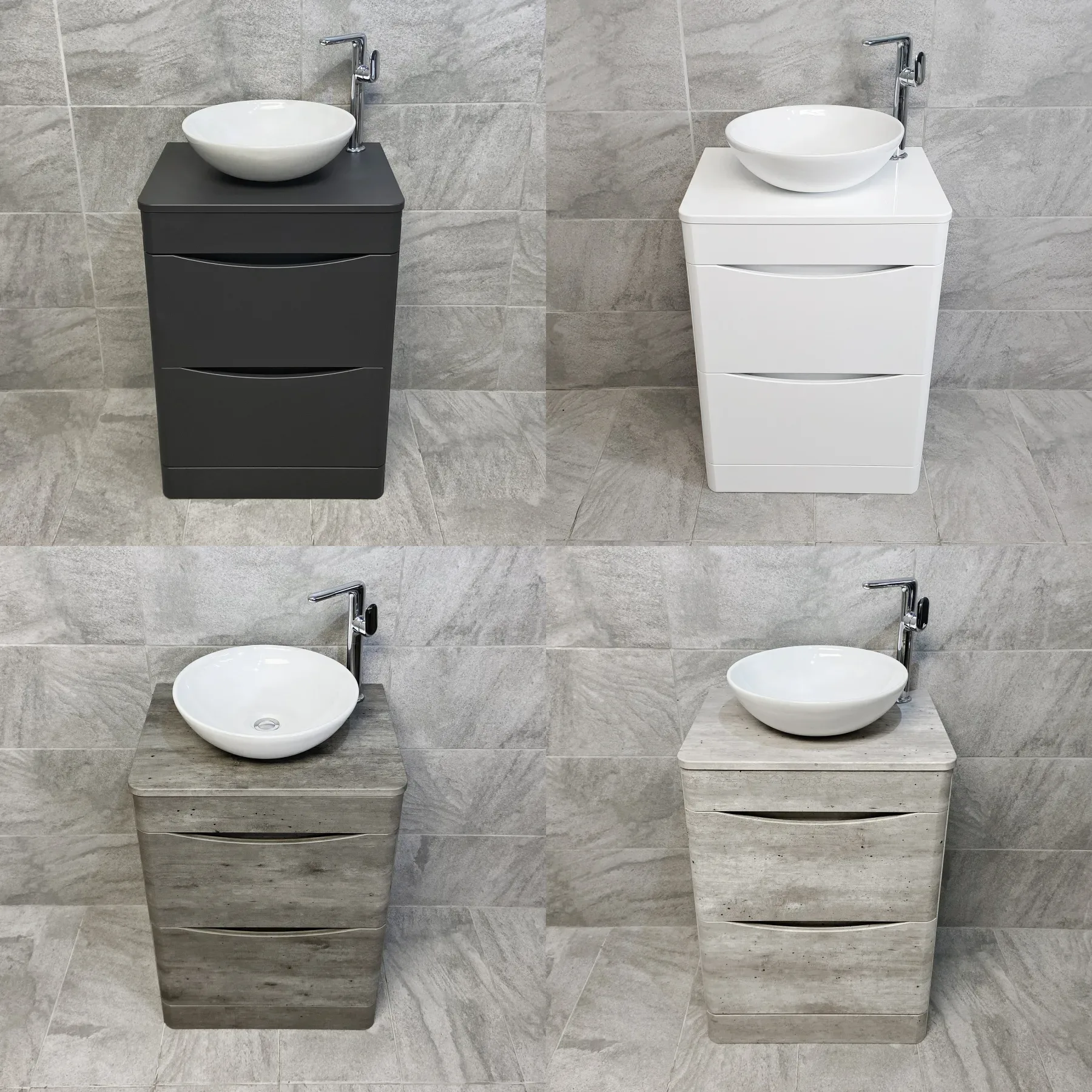Aegean Floorstanding Bathroom Vanity Unit With Wok Basin & Tap In 4 Colours 3 Aegean Floorstanding Bathroom Vanity Unit With Wok Basin & Tap In 4 Colours