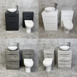 Aegean Floorstanding Vanity & WC Set Unit With Wok Basin & Tap In 4 Colours