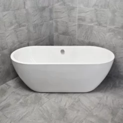 Flo 1555 X 745mm Modern Compact Freestanding White Acrylic Bath 8 Flo 1555 X 745mm Modern Compact Freestanding White Acrylic Bath -Comparethebathroom Shop Compare Florence Bath Front jpg webp