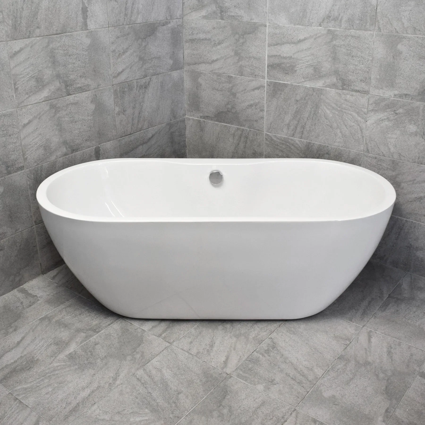 Flo 1555 X 745mm Modern Compact Freestanding White Acrylic Bath 4 Flo 1555 X 745mm Modern Compact Freestanding White Acrylic Bath - Image 3