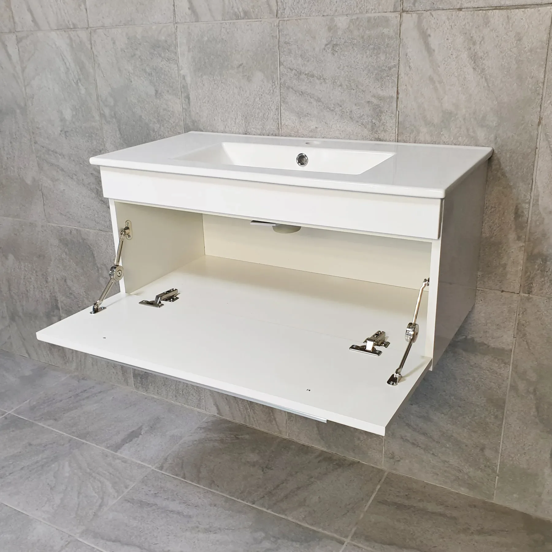 Nicky 800mm Wall Hung Vanity Sink Basin Unit With Storage White Cloak Ensuite 4 Nicky 800mm Wall Hung Vanity Sink Basin Unit With Storage White Cloak Ensuite - Image 2