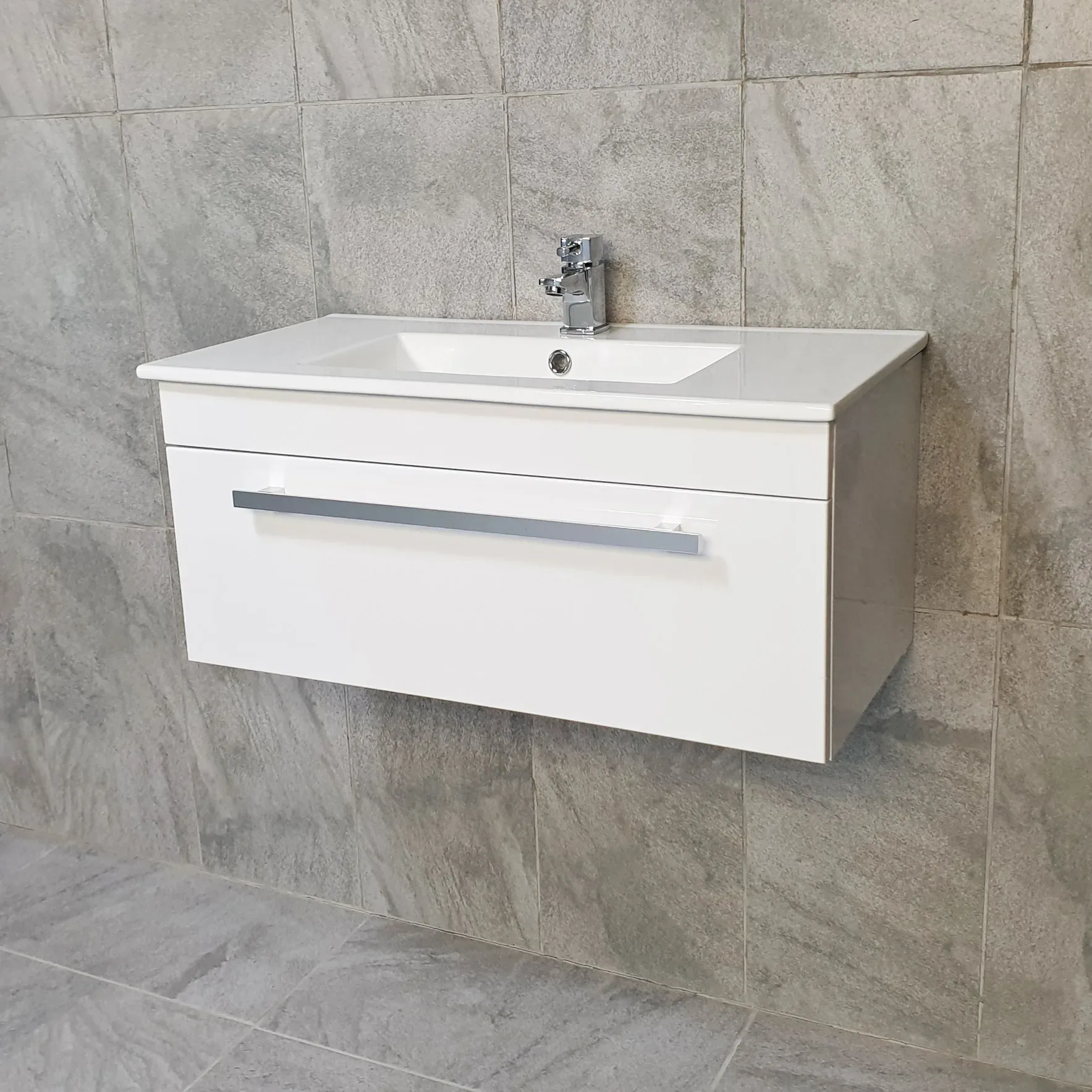 Nicky 800mm Wall Hung Vanity Sink Basin Unit With Storage White Cloak Ensuite 5 Nicky 800mm Wall Hung Vanity Sink Basin Unit With Storage White Cloak Ensuite - Image 3