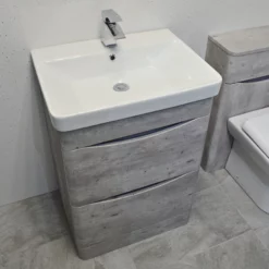 Aegean Light Concrete Grey Bathroom Furniture Set 600mm Basin Unit + Toilet -Comparethebathroom Shop Concrete suite basin jpg webp 1