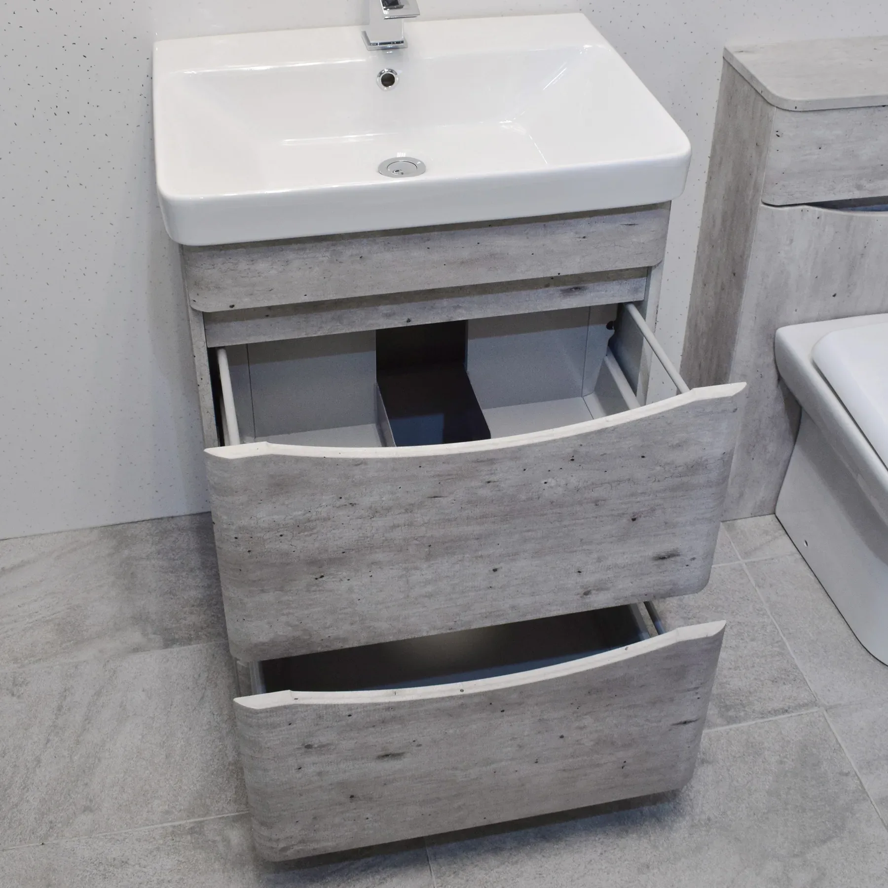 Aegean Bathroom Light Concrete Grey Vanity Unit Furniture 600mm Basin Sink 5 Aegean Bathroom Light Concrete Grey Vanity Unit Furniture 600mm Basin Sink - Image 3