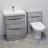 Aegean Light Concrete Grey Bathroom Furniture Set 600mm Basin Unit + Toilet 1 Aegean Light Concrete Grey Bathroom Furniture Set 600mm Basin Unit + Toilet -Comparethebathroom Shop Concrete suite front jpg webp