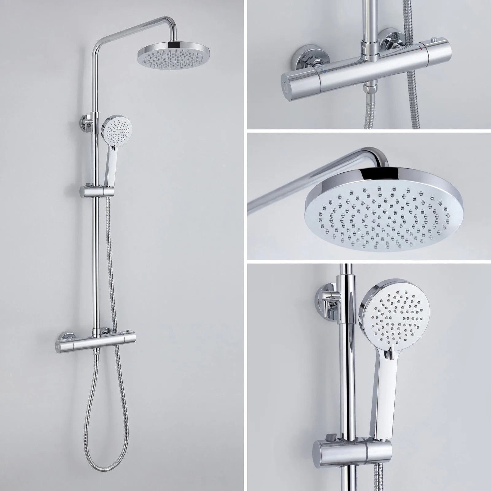 Cool Touch Thermostatic Shower Set Kit Valve Dual Head Round Or Square 3 Cool Touch Thermostatic Shower Set Kit Valve Dual Head Round Or Square