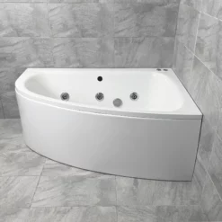 Cora Acrylic Offset Corner Bath With Choice Of Whirlpool System 1500 X 1000mm -Comparethebathroom Shop Cora Whirlpool Side 6Jet RH