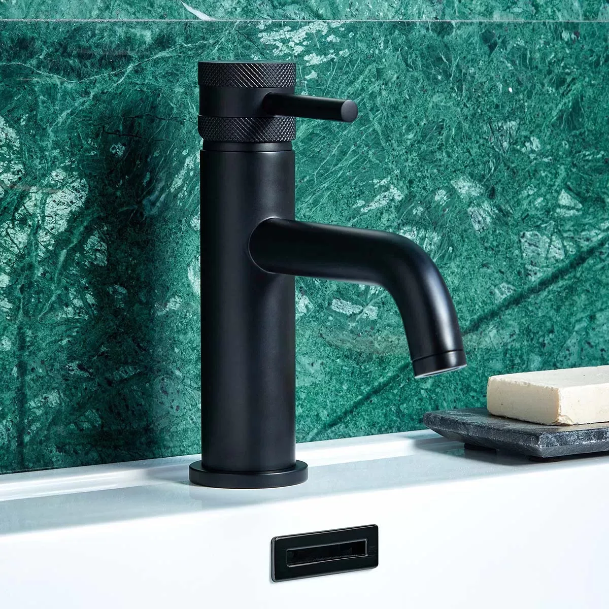 Core Matt Black Modern Round Style Mono Basin Mixer Bathroom Tap 4 Core Matt Black Modern Round Style Mono Basin Mixer Bathroom Tap - Image 2