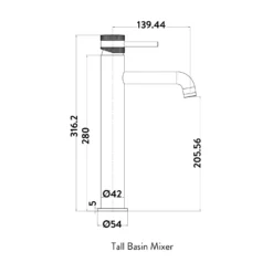 Core Matt Black Modern Round Style Tall Mono Basin Mixer Bathroom Tap -Comparethebathroom Shop Core NU 005 4 jpg webp 1