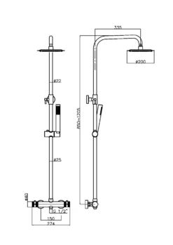 Core Brushed Brass Thermostatic Round Rigid Riser Shower Valve Two Heads 9 Core Brushed Brass Thermostatic Round Rigid Riser Shower Valve Two Heads -Comparethebathroom Shop Core Round Rigid Riser Shower Brushed Brass NU 021 Sizes jpg webp 1