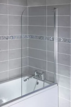 Curved Bath Screen 6mm Thick Glass Size 1400mm X 800mm Overbath Screen