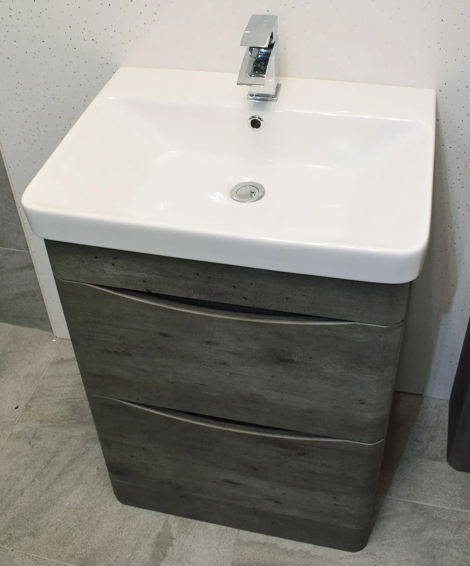 Aegean Bathroom Dark Concrete Grey Vanity Unit Furniture 600mm Basin Sink 3 Aegean Bathroom Dark Concrete Grey Vanity Unit Furniture 600mm Basin Sink