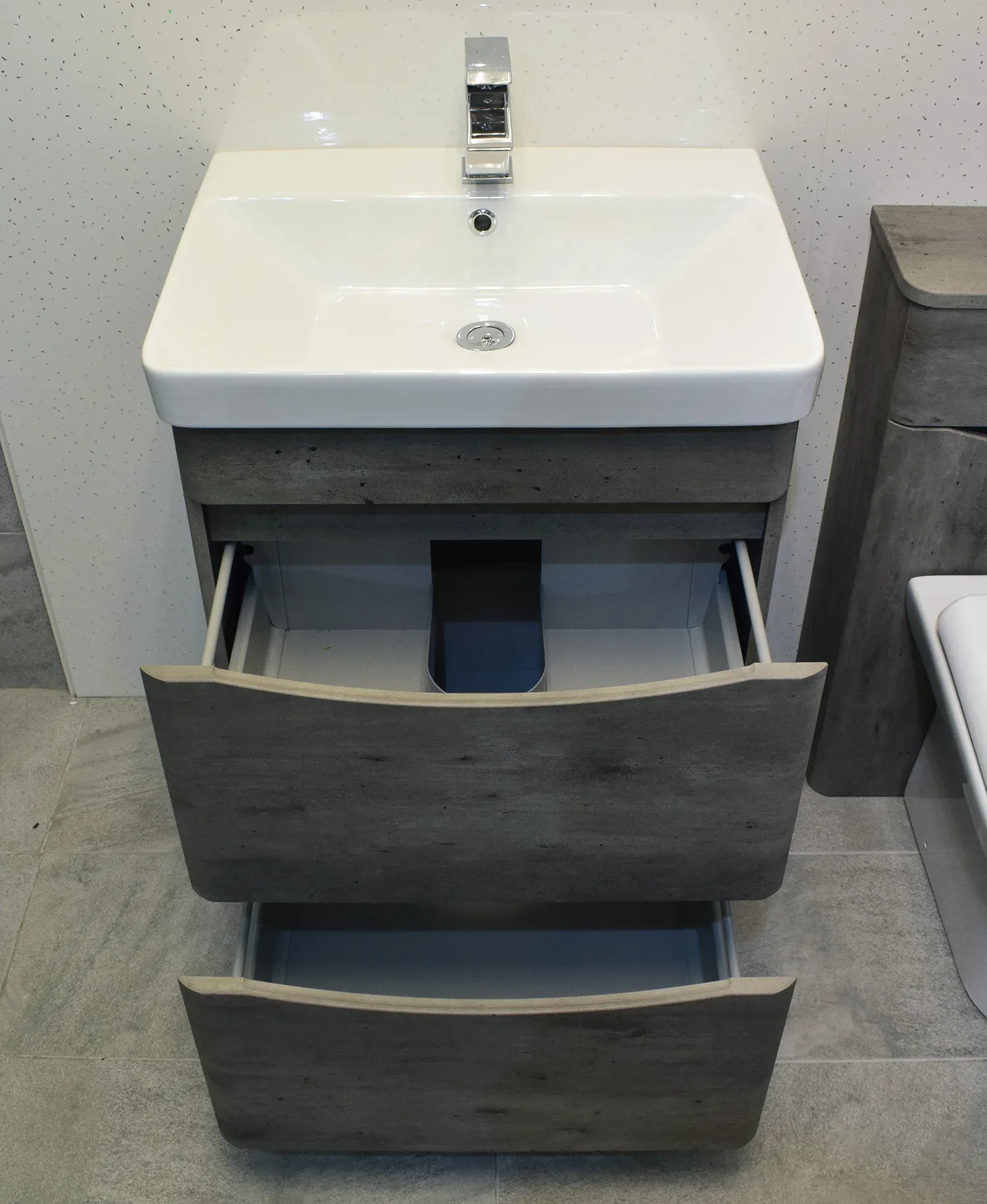 Aegean Bathroom Dark Concrete Grey Vanity Unit Furniture 600mm Basin Sink 4 Aegean Bathroom Dark Concrete Grey Vanity Unit Furniture 600mm Basin Sink - Image 2