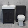 Chichester Dark Grey Oak 600 Or 700mm Bathroom Furniture Basin & Toilet Set 2 Chichester Dark Grey Oak 600 Or 700mm Bathroom Furniture Basin & Toilet Set -Comparethebathroom Shop Dark Grey Oak 600 1TH Toilet Front