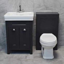 Chichester Dark Grey Oak 600 Or 700mm Bathroom Furniture Basin & Toilet Set