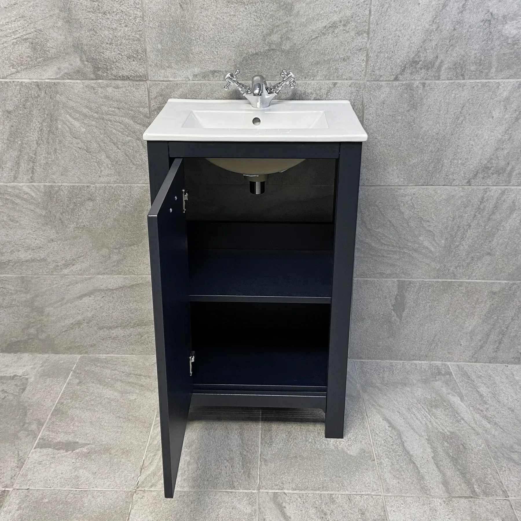 Derby 500mm Traditional Style Vanity Unit – Indigo Blue Oak – Optional Tap 4 Derby 500mm Traditional Style Vanity Unit – Indigo Blue Oak – Optional Tap - Image 2