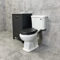 Derby Traditional Dark Grey Vanity Unit + Carlton Toilet Set Cloakroom Suite -Comparethebathroom Shop Derby 500 DGO Carlton Colour Seat Side jpg webp