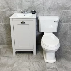 Derby Traditional Light Grey Vanity Unit + Carlton Toilet Set Cloakroom Suite