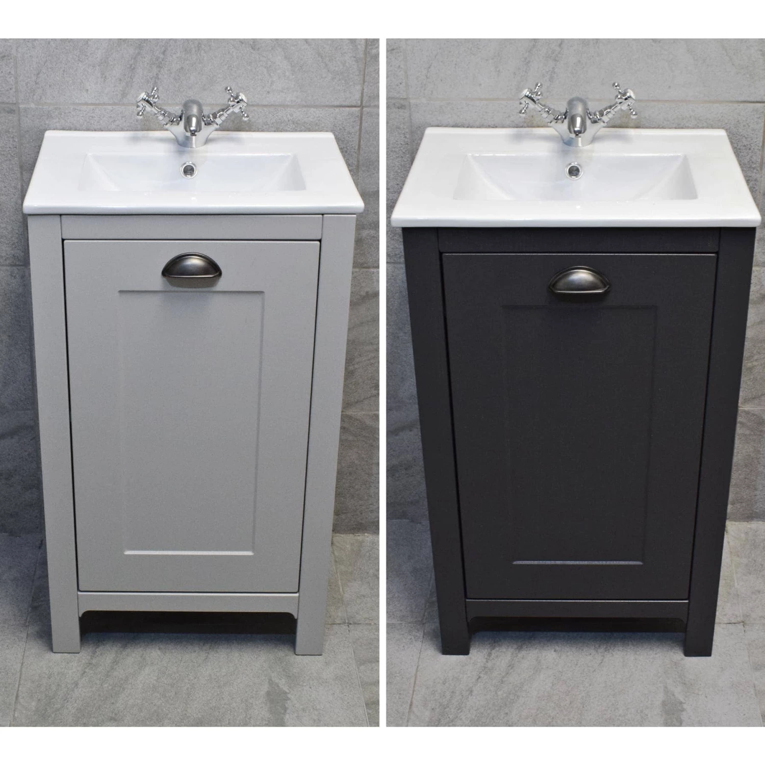 Derby 500mm Traditional Style Vanity Unit – Dark / Light Grey Oak – Optional Tap 3 Derby 500mm Traditional Style Vanity Unit – Dark / Light Grey Oak – Optional Tap
