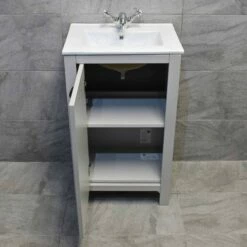Derby 500mm Traditional Style Vanity Unit – Dark / Light Grey Oak – Optional Tap 18 Derby 500mm Traditional Style Vanity Unit – Dark / Light Grey Oak – Optional Tap -Comparethebathroom Shop Derby 500 Vanity Light Grey Door
