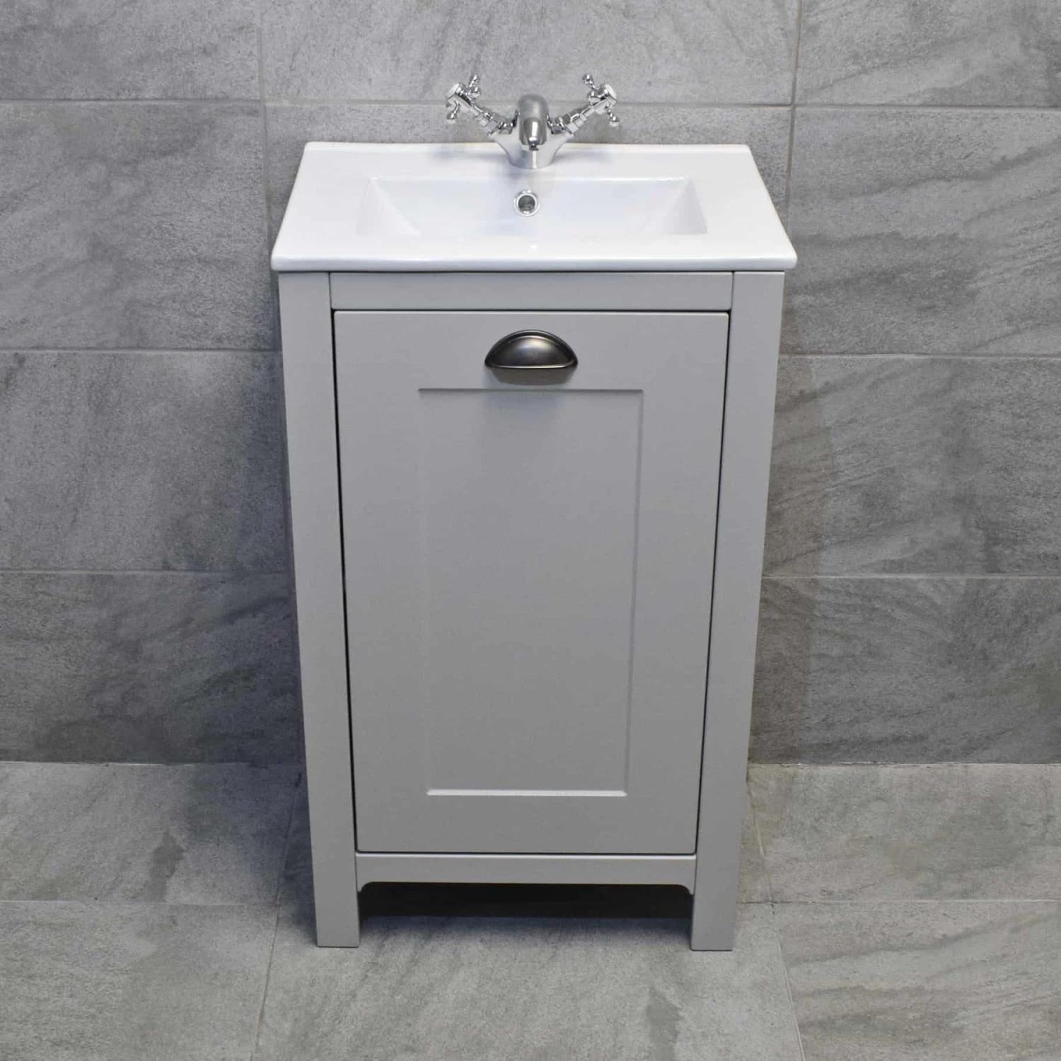Derby 500mm Traditional Style Vanity Unit – Dark / Light Grey Oak – Optional Tap 6 Derby 500mm Traditional Style Vanity Unit – Dark / Light Grey Oak – Optional Tap - Image 4