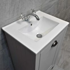 Derby 500mm Traditional Style Vanity Unit – Dark / Light Grey Oak – Optional Tap 13 Derby 500mm Traditional Style Vanity Unit – Dark / Light Grey Oak – Optional Tap -Comparethebathroom Shop Derby 500 Vanity Light Grey tap