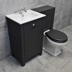 Derby 1000 Light Grey Or Dark Grey Vanity Bathroom Suite + Toilet – Optional Tap -Comparethebathroom Shop Derby DG 500 Basin WC Unit York Side