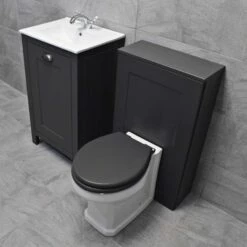 Derby 1000 Light Grey Or Dark Grey Vanity Bathroom Suite + Toilet – Optional Tap -Comparethebathroom Shop Derby DG 500 Basin WC Unit York Side Right