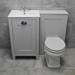 Derby 1000 Light Grey Or Dark Grey Vanity Bathroom Suite + Toilet – Optional Tap -Comparethebathroom Shop Derby LG 500 Basin WC Unit York Front Join