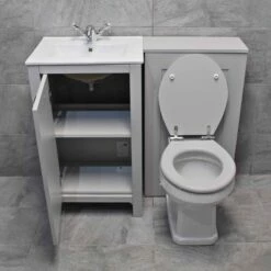 Derby 1000 Light Grey Or Dark Grey Vanity Bathroom Suite + Toilet – Optional Tap -Comparethebathroom Shop Derby LG 500 Basin WC Unit York Open