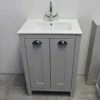 Derby 600mm Bathroom Vanity Unit With Ceramic Basin Sink – Light Grey Oak -Comparethebathroom Shop Derby grey oak suite sink unit
