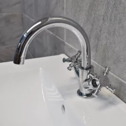 Derby Vanity Basin Sink Unit + Toilet Bathroom Suite – Mussel Oak -Comparethebathroom Shop Derby sink tap jpg webp 1