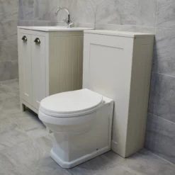 Derby Vanity Basin Sink Unit + Toilet Bathroom Suite – Mussel Oak -Comparethebathroom Shop Derby suite side jpg webp