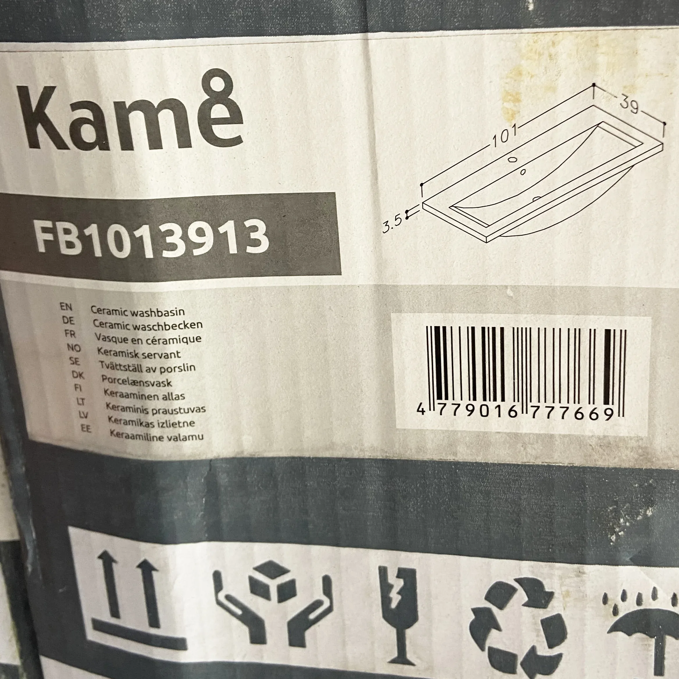 1010mm X 390mm Ceramic Bathroom Sink Vanity Basin Rectangular 5 1010mm X 390mm Ceramic Bathroom Sink Vanity Basin Rectangular - Image 3