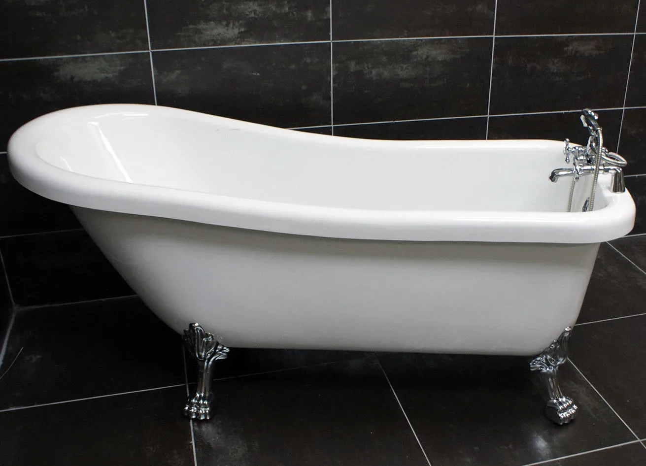 Freestanding Slipper Bath Acrylic Roll Top Ball & Claw Feet 1530mm Or 1700mm 4 Freestanding Slipper Bath Acrylic Roll Top Ball & Claw Feet 1530mm Or 1700mm - Image 2